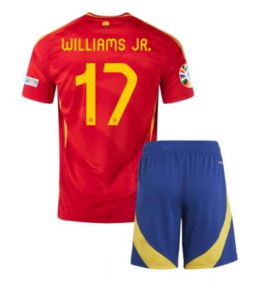 España Nico Williams #17 Primera Equipación Niños Eurocopa 2024 Manga Corta (+ Pantalones cortos)